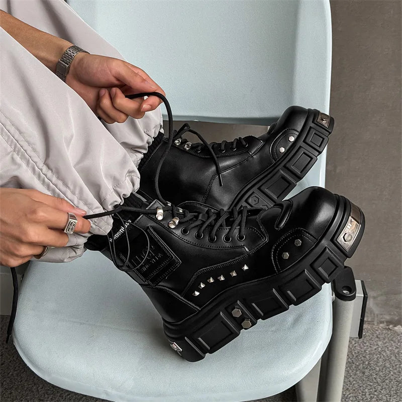 Metal Punk Style Platform Boots