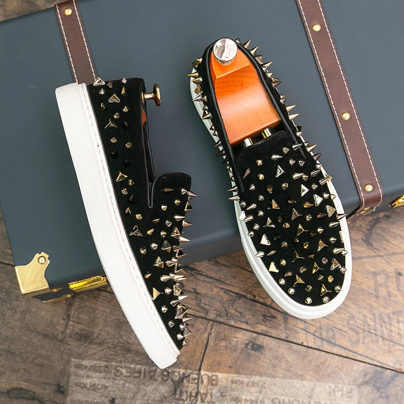 Punk Round Toe Rhinestone Rivet Sneakers