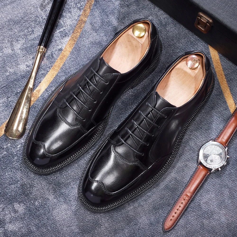 Polished Leather Upper Men's Shoes