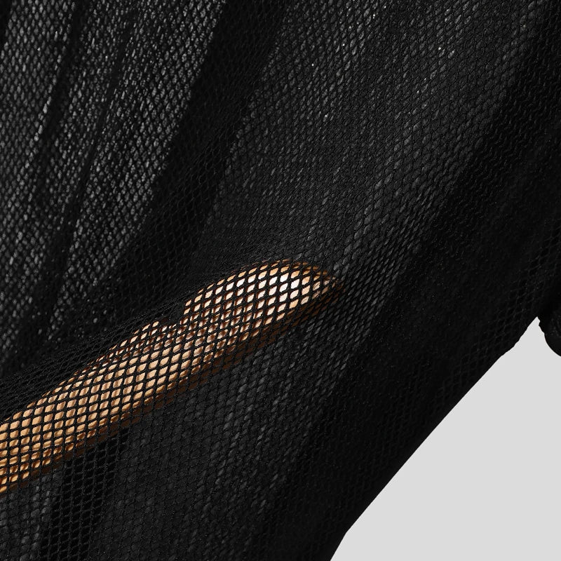 Shiny Mesh Patchwork See Through T-Shirt