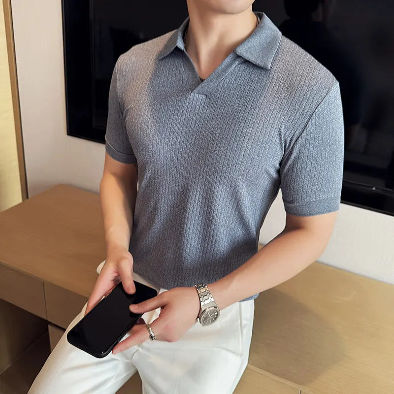 Casual Fashion Simple V-neck Polo Shirt