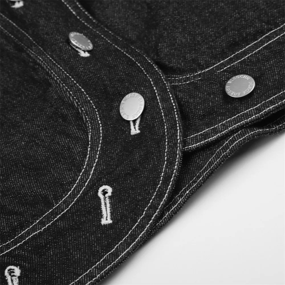 Button-Up Unique Short Denim Jacket