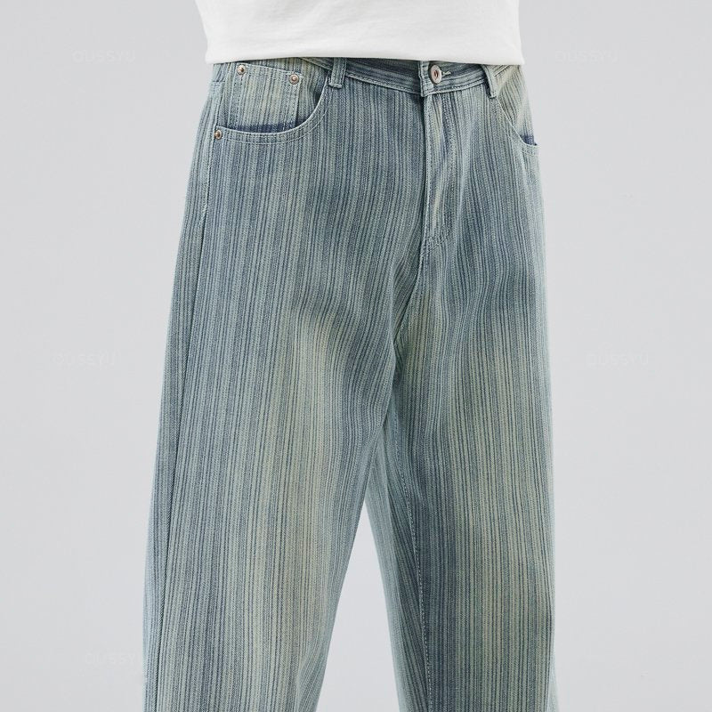Retro Stripes Straight Denim Jeans