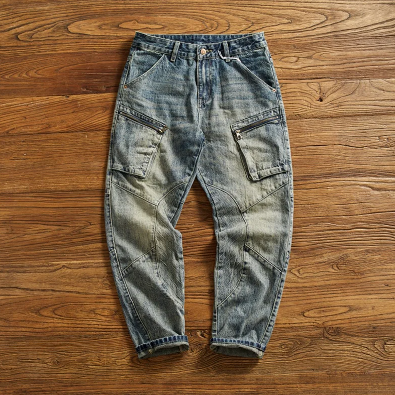 Pockets Zipper Straight Denim Jeans