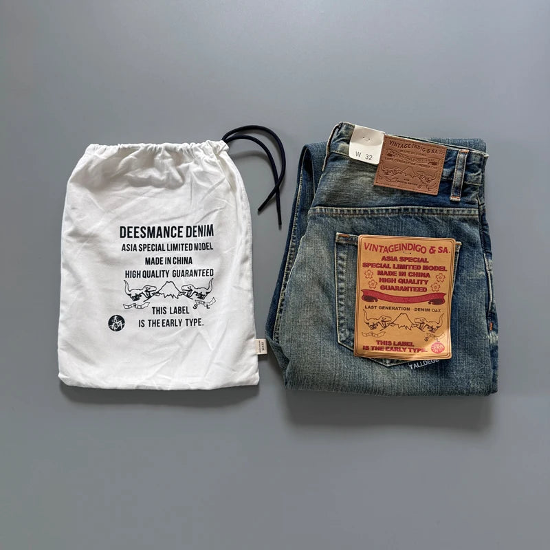 Blue Selvedge Straight-Leg Denim Jeans