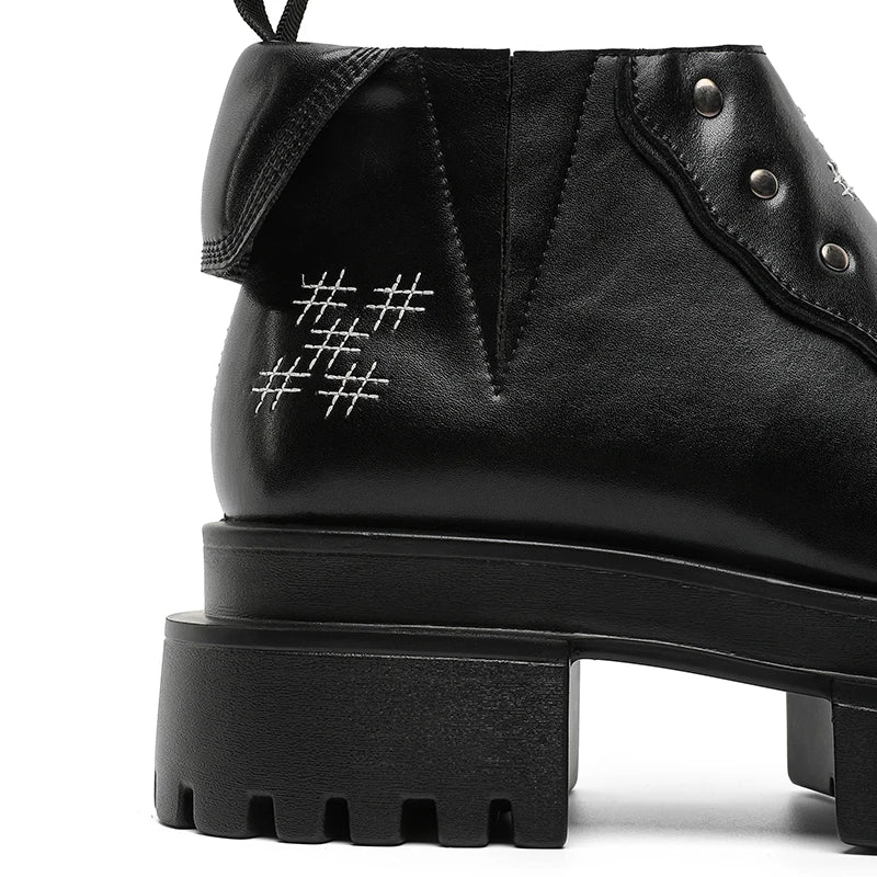 Punk Style Metal Zipper Ankle Boots