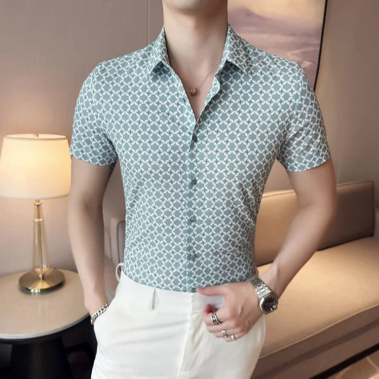 Geometric Print Short-Sleeved Shirt