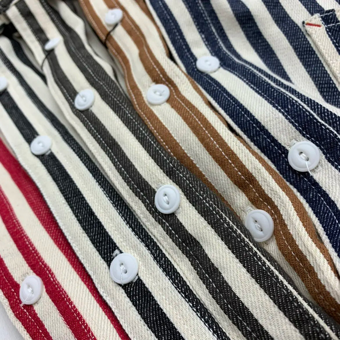Retro Stripe Long-Sleeve Lapel Shirt