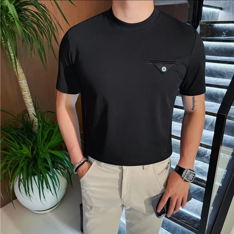 Chest Pocket Design Round Neck T-Shirt