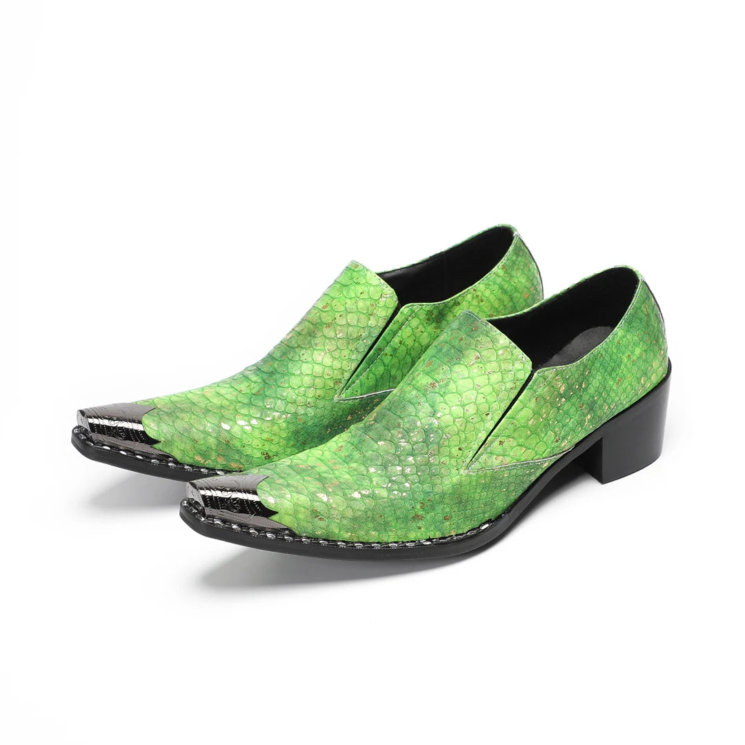 Bright Green Neon Color Leather Shoes