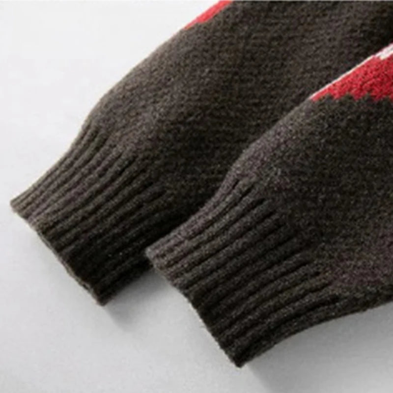 Coffee Color Geometric Printed Cardigan