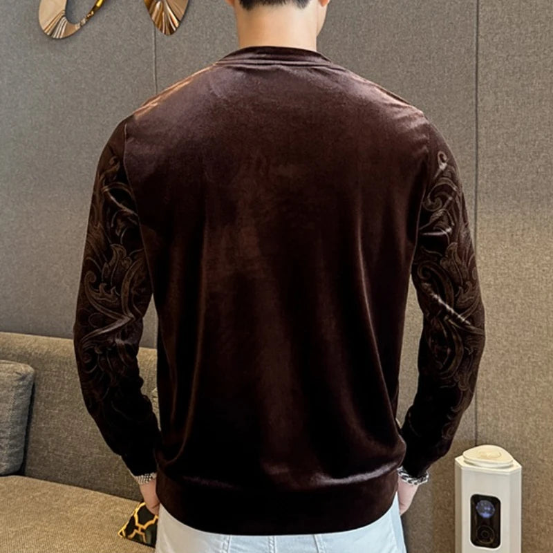 Horse Pattern Rhinestone Velvet Sweatshirts