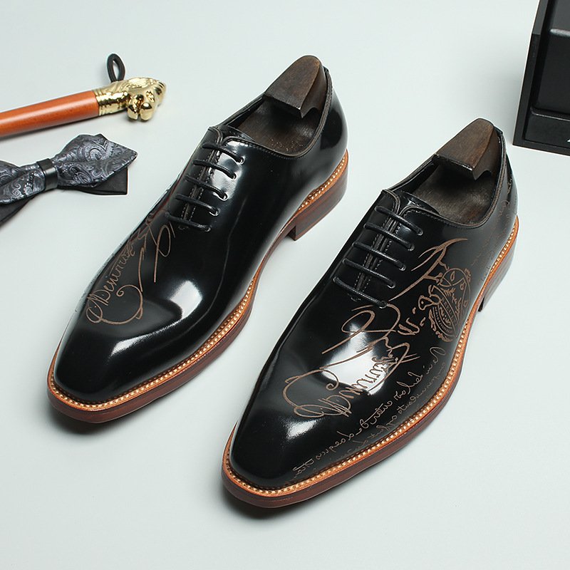 Luxury Engraved Leather Oxford Dress Shoes
