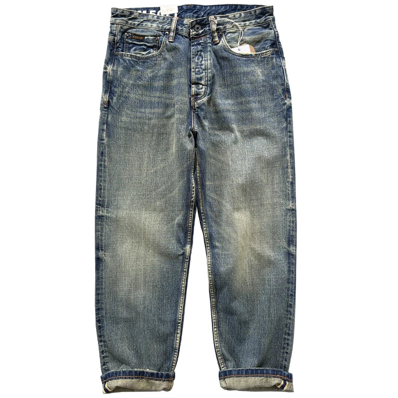 Blue Selvedge Straight-Leg Denim Jeans