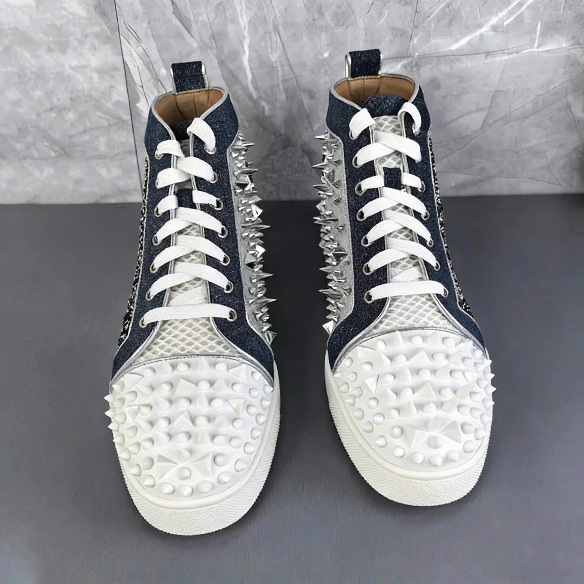 Rhinestone Rivet Spiked High-Top Sneakers