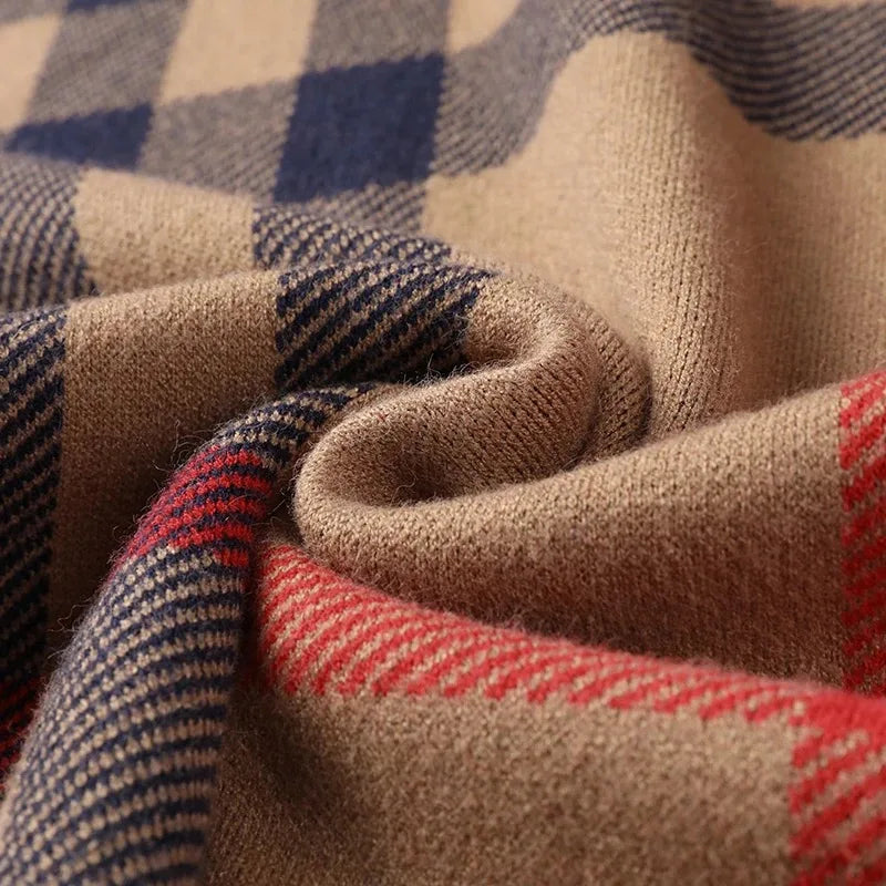 Striped Plaid Wool Pullover Sweater