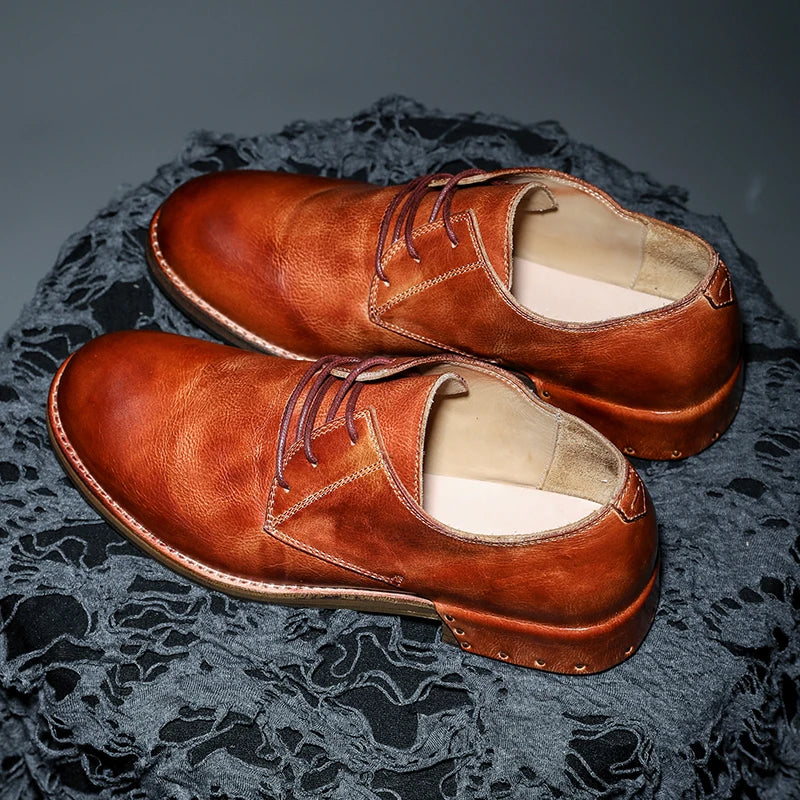 Goodyear-Welted Vintage Leather Derby Shoes
