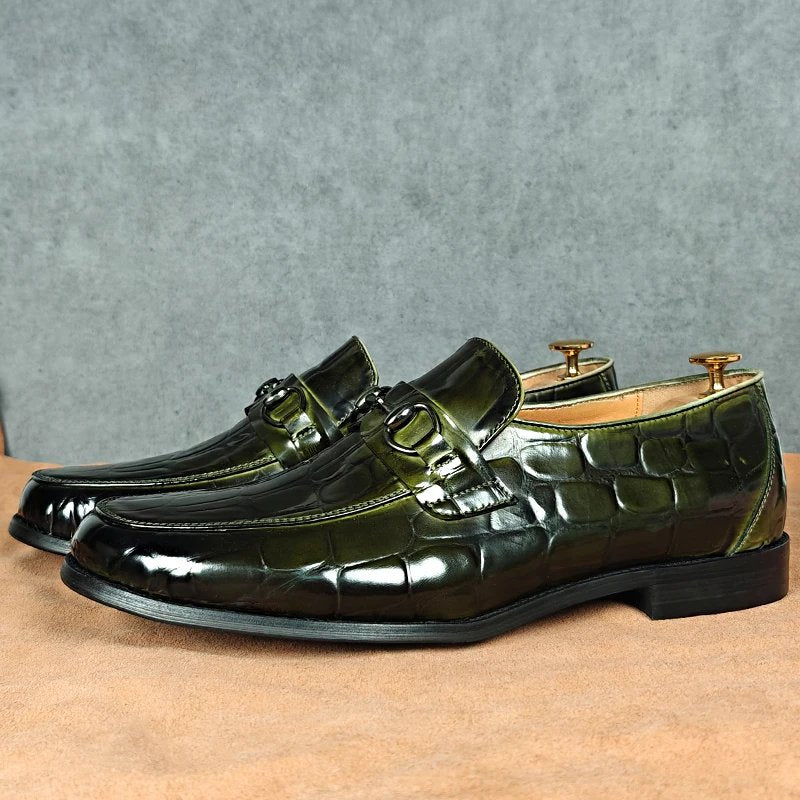 Luxury Crocs Green Genuine Leather Loafers