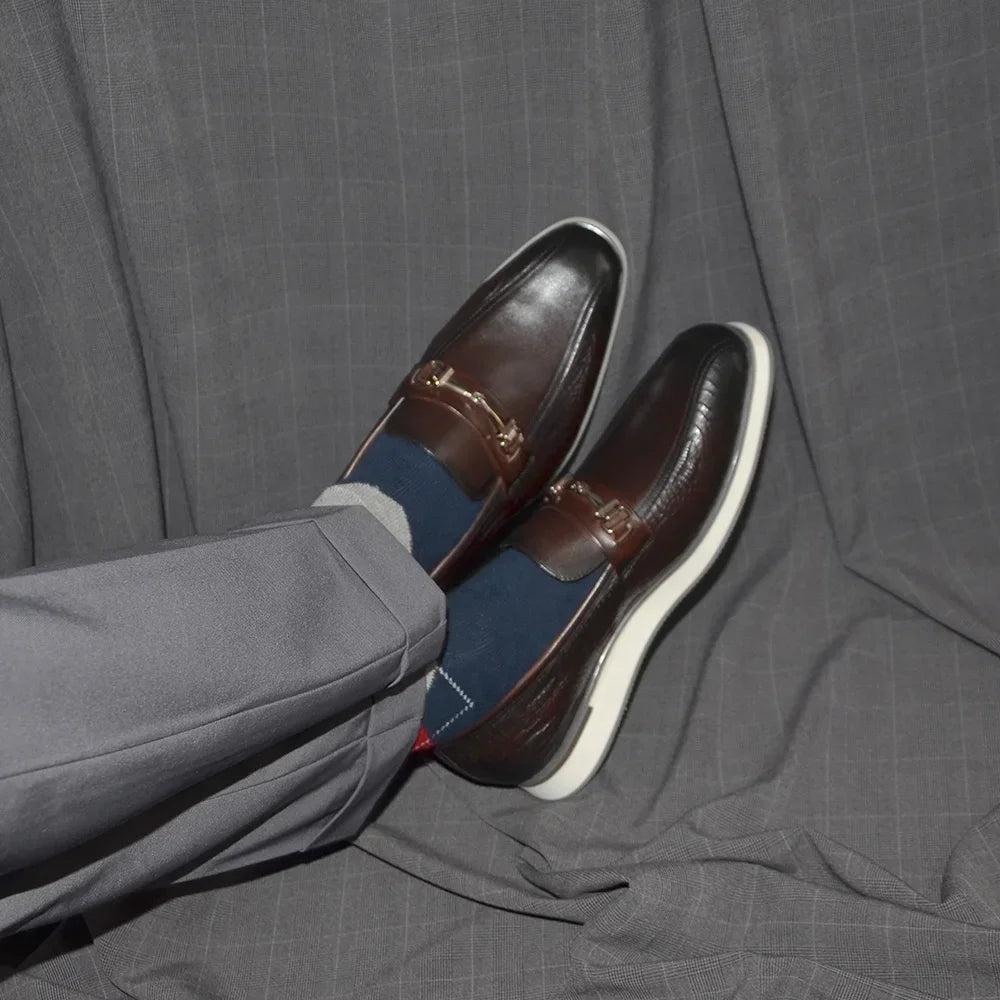 Horsebit Appliques Embossed Croc Texture Loafers