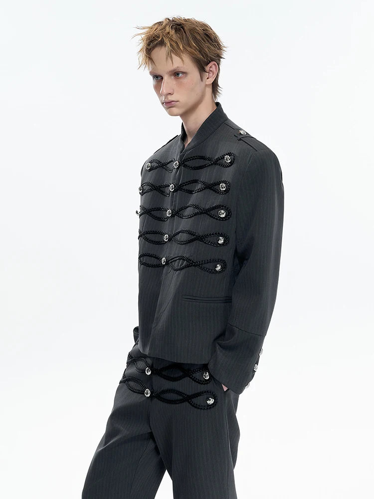 Gothic Style Buttons Wave Braid Jacket