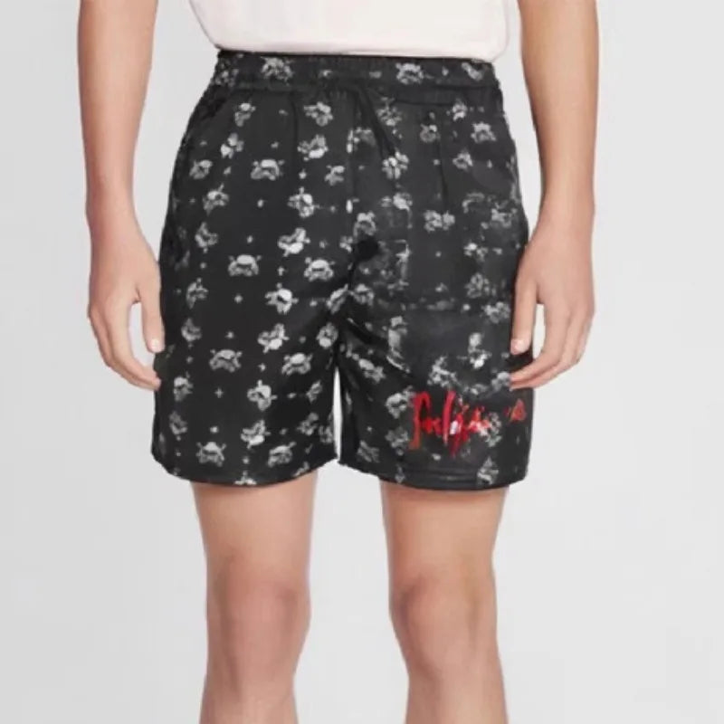 Black Skull Printed Breathable Shorts