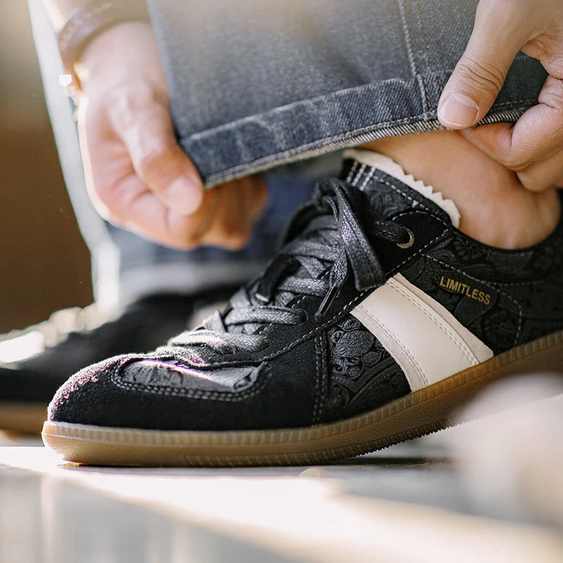 Geometric Black Casual Synthetic Sneakers