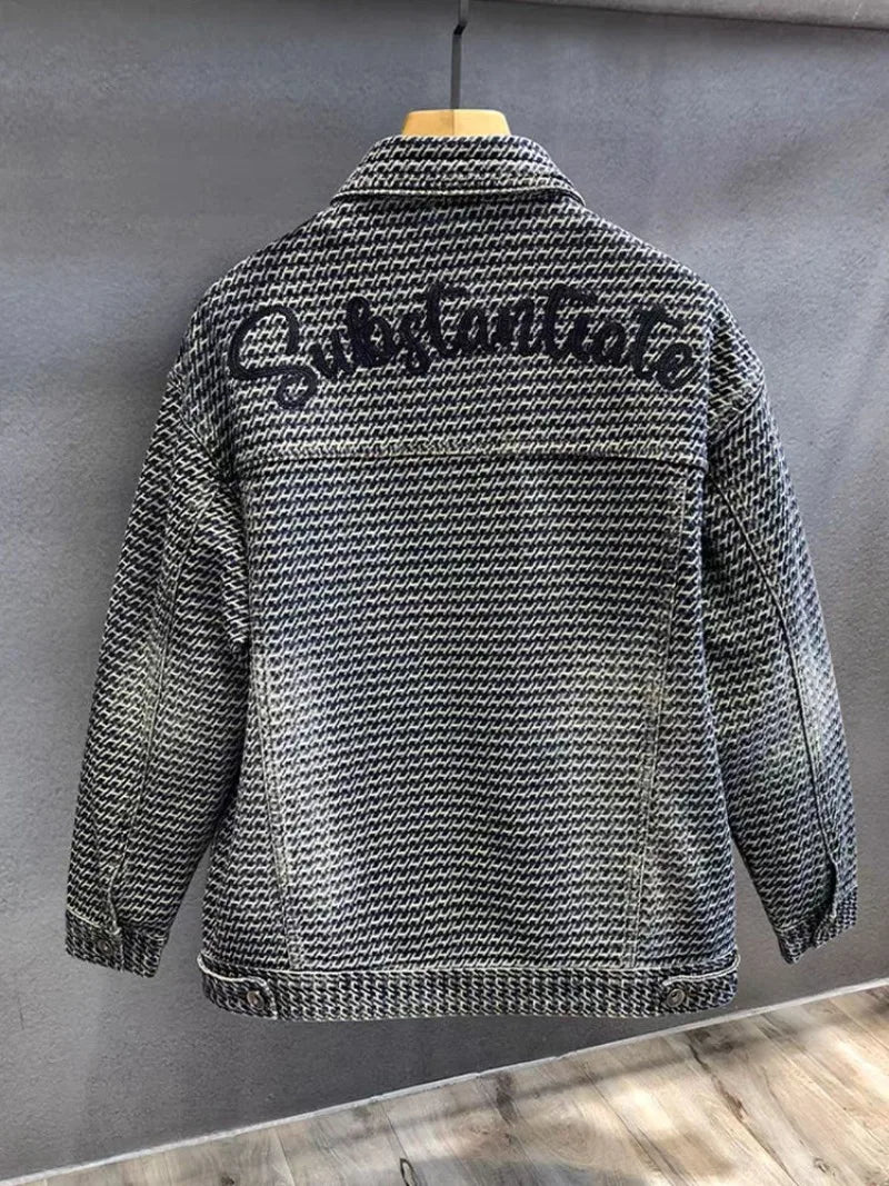 Embroidered Script Houndstooth Jacket