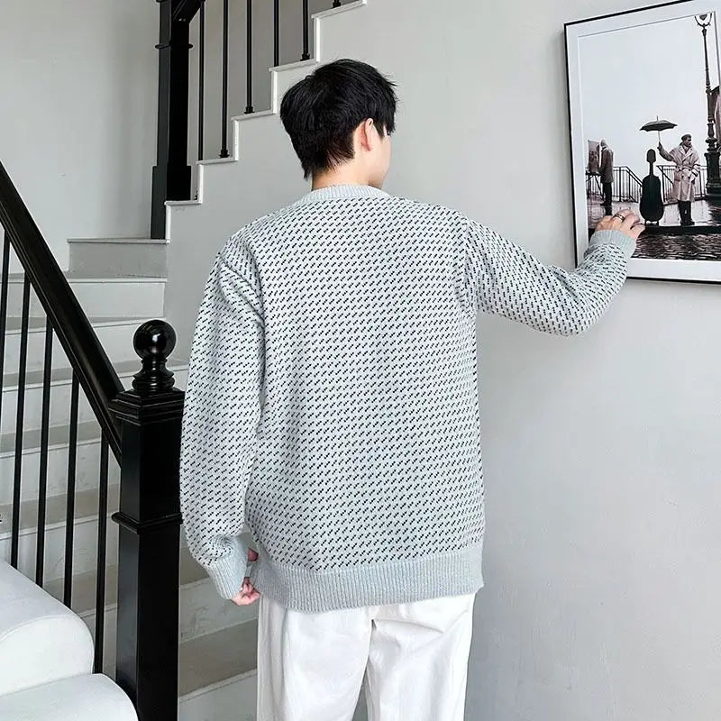 Vintage Weave Pattern O-Neck Sweater