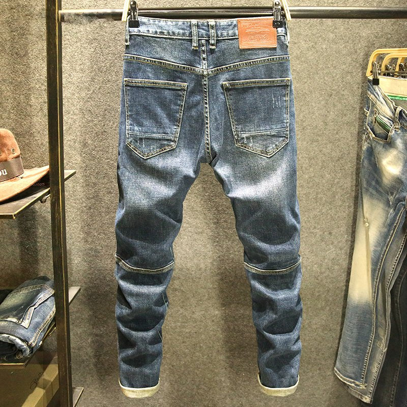 Distressed Washed Mid-Waist Denim Jeans