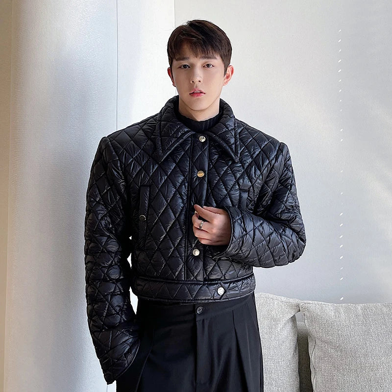 Rhombus Grid Thickened Padded Parka