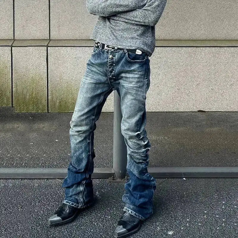 Multi-Button Design Pleated Jeans