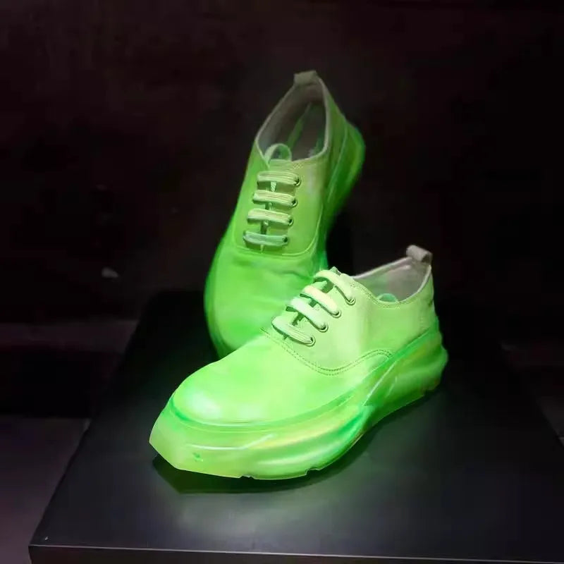Solid Transparent Sole Lace-Up Sneakers