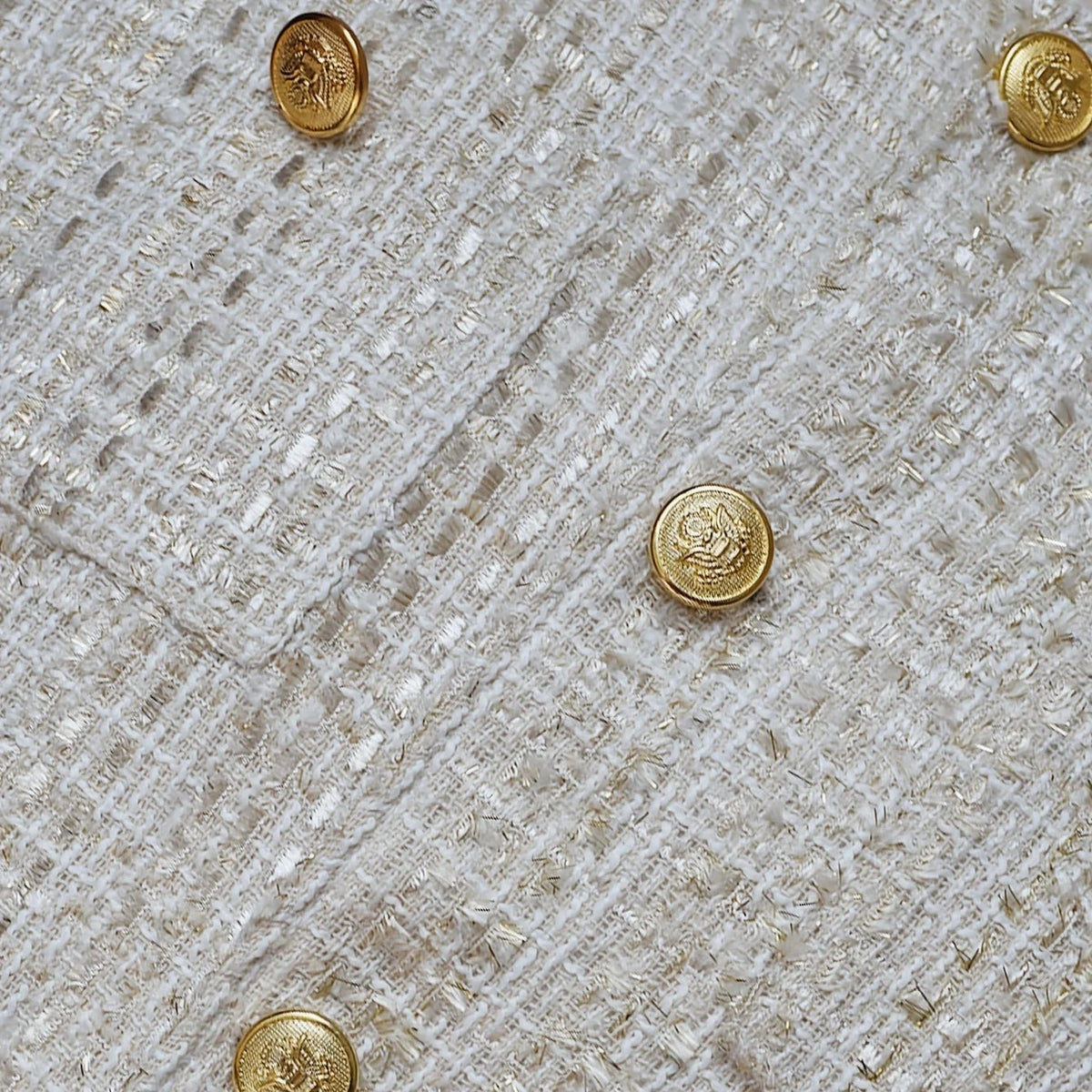 Casual Pockets White Tweed Blazer