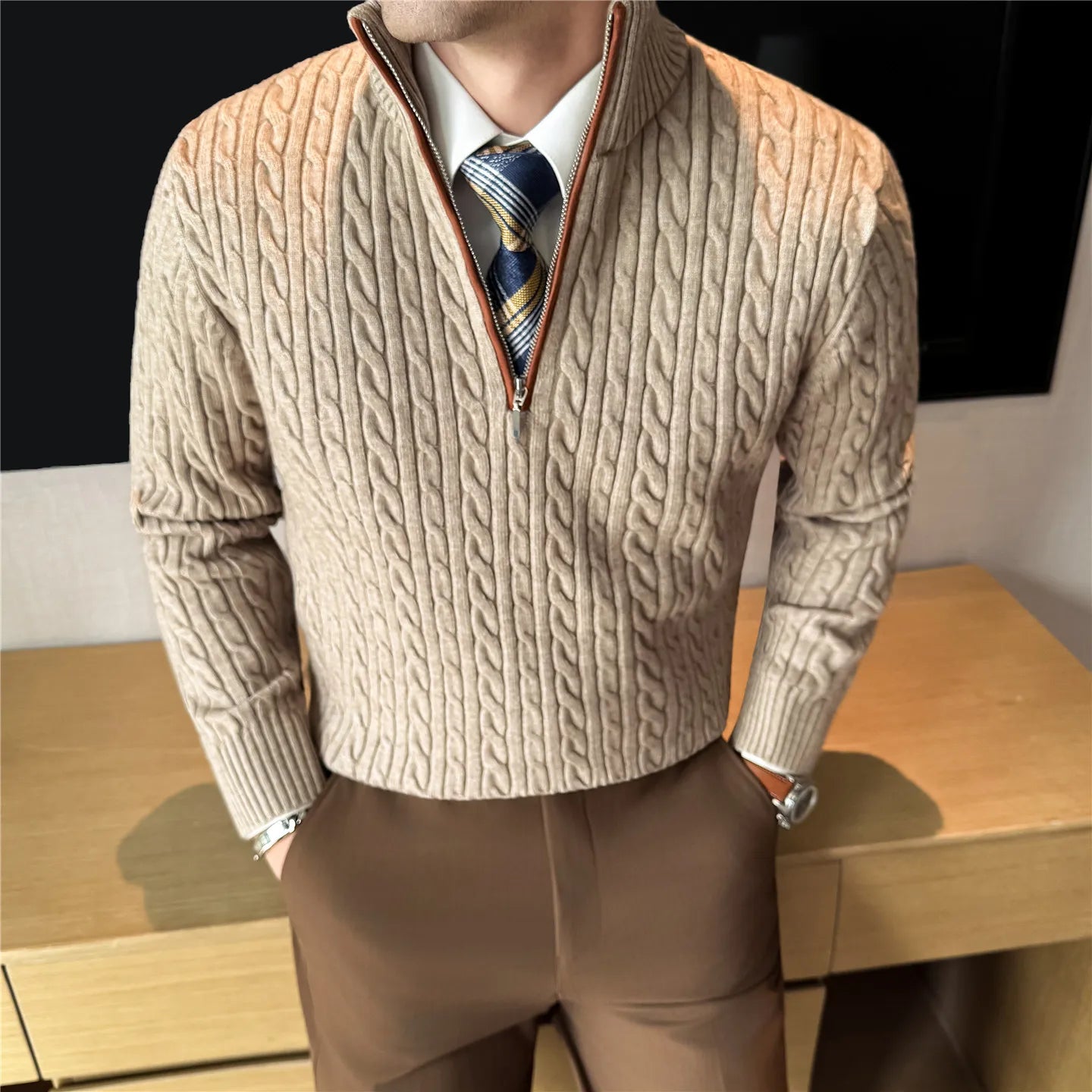 Men's Wool Quarter-Zip Sweater
