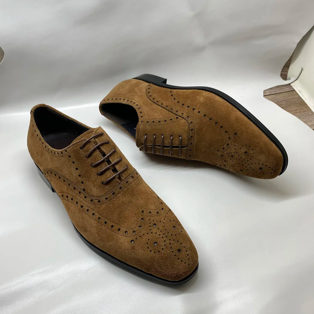 Soft Cow Suede Dots Oxfords Shoes