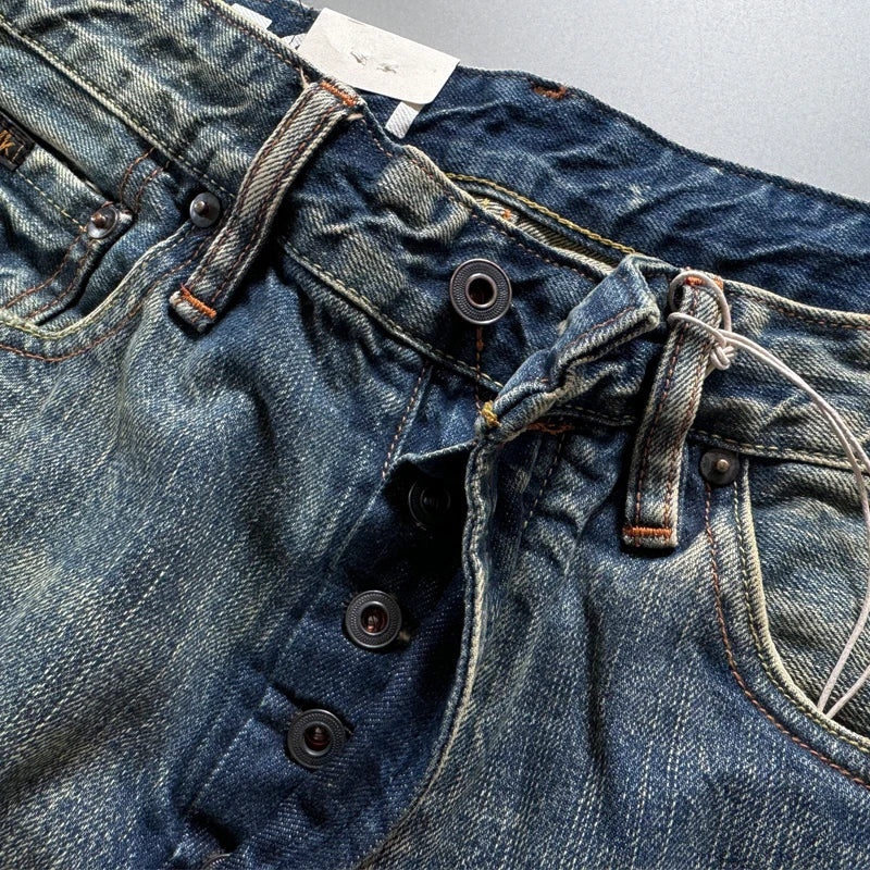 Blue Selvedge Straight-Leg Denim Jeans