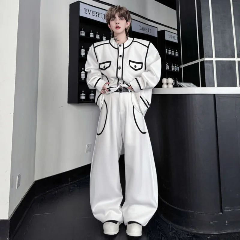 Covered Edge Design Loose Pants Set