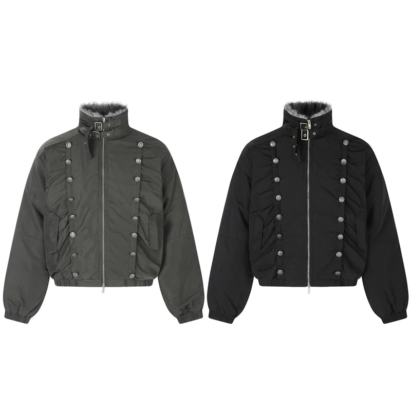 Retro Stand Collar Multi Button Jacket