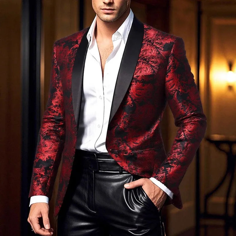 Luxury Jacquard Pattern Polyester Blazer
