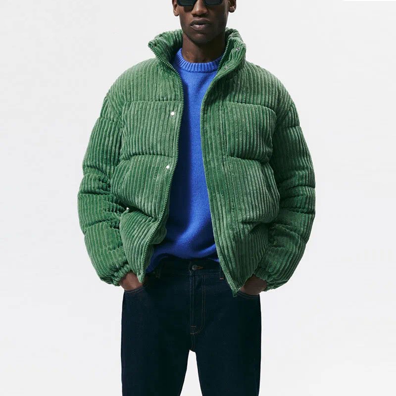 Retro Corduroy Padded Collar Parka