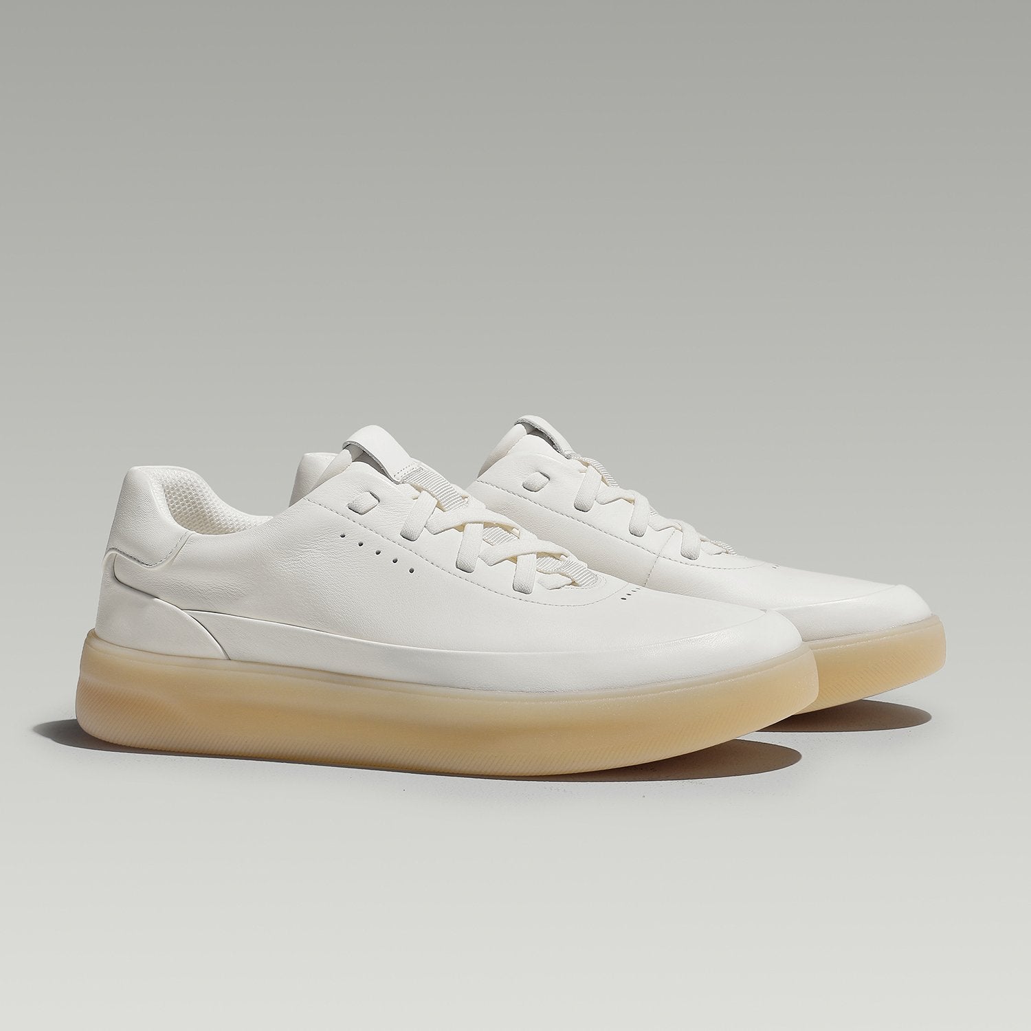 Solid Leather Flat Men's Sneakers