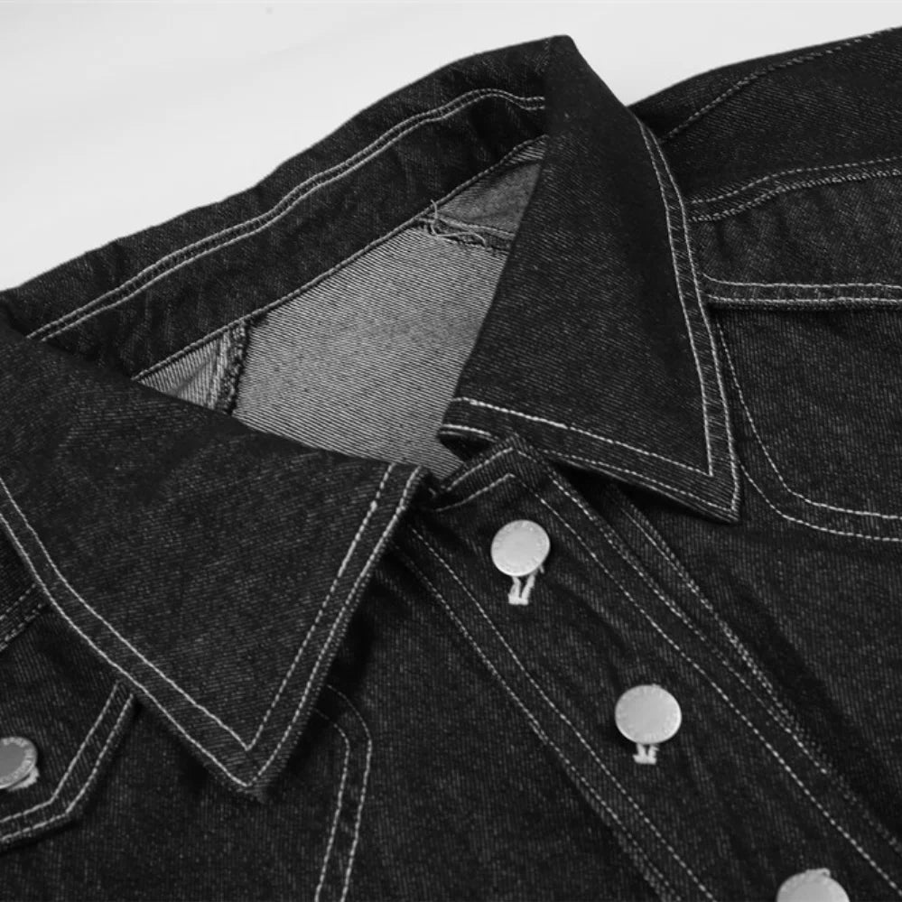 Button-Up Unique Short Denim Jacket