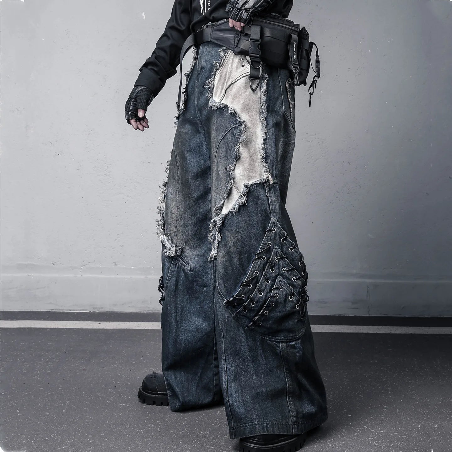 Ripped Hole Distressed Patchwork Jeans