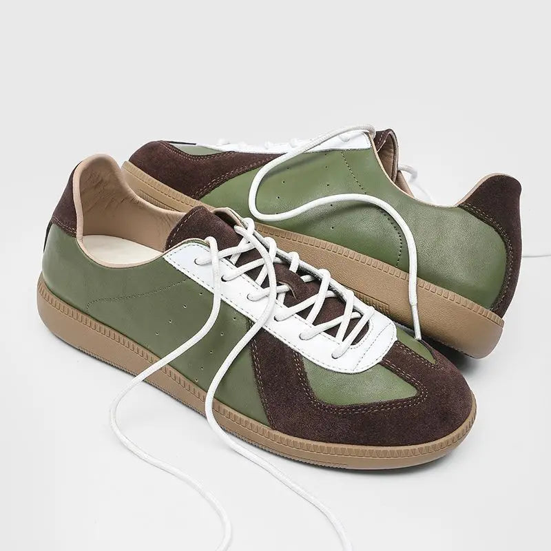 Suede Leather Overlay Flat Sneakers