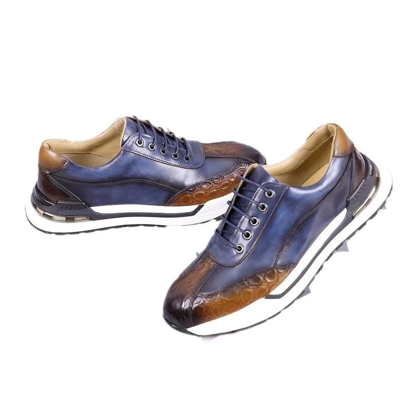Crocodile Texture Casual Leather Sneakers