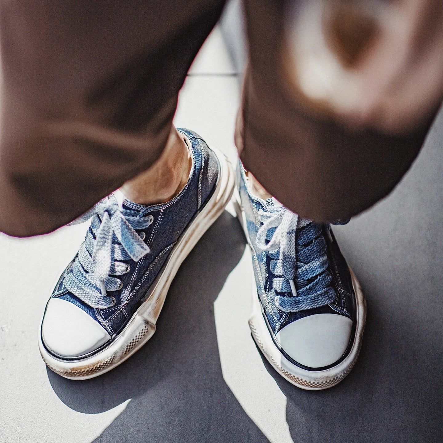 Retro Washed Denim Canvas Sneakers