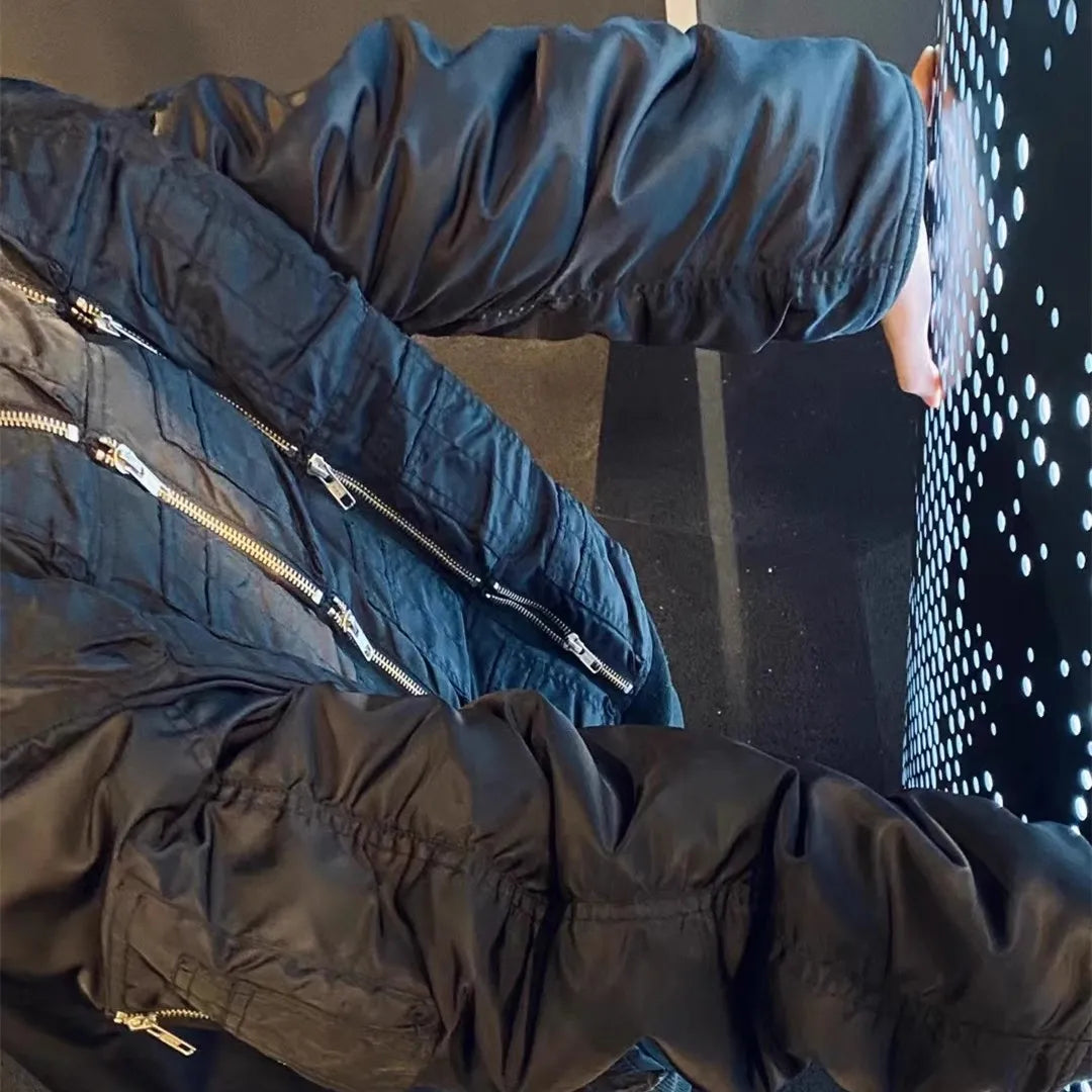 Black Multi Zippers Men's Jacket