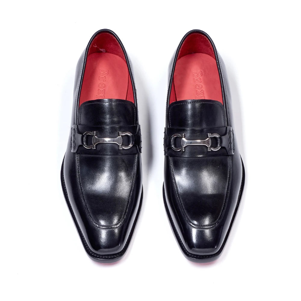 Metal Appliques Cowhide Leather Loafers
