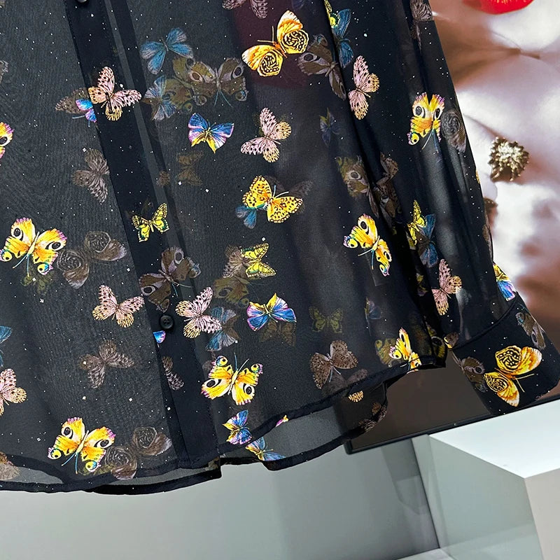 Butterflies Thin Slightly Transparent Shirt
