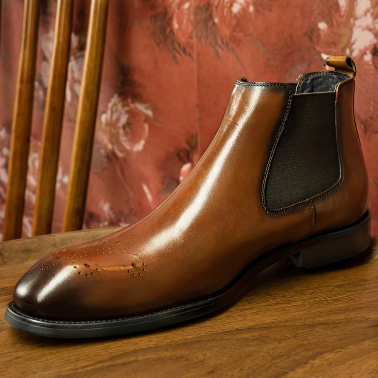 Elegant Solid Leather Chelsea Boots